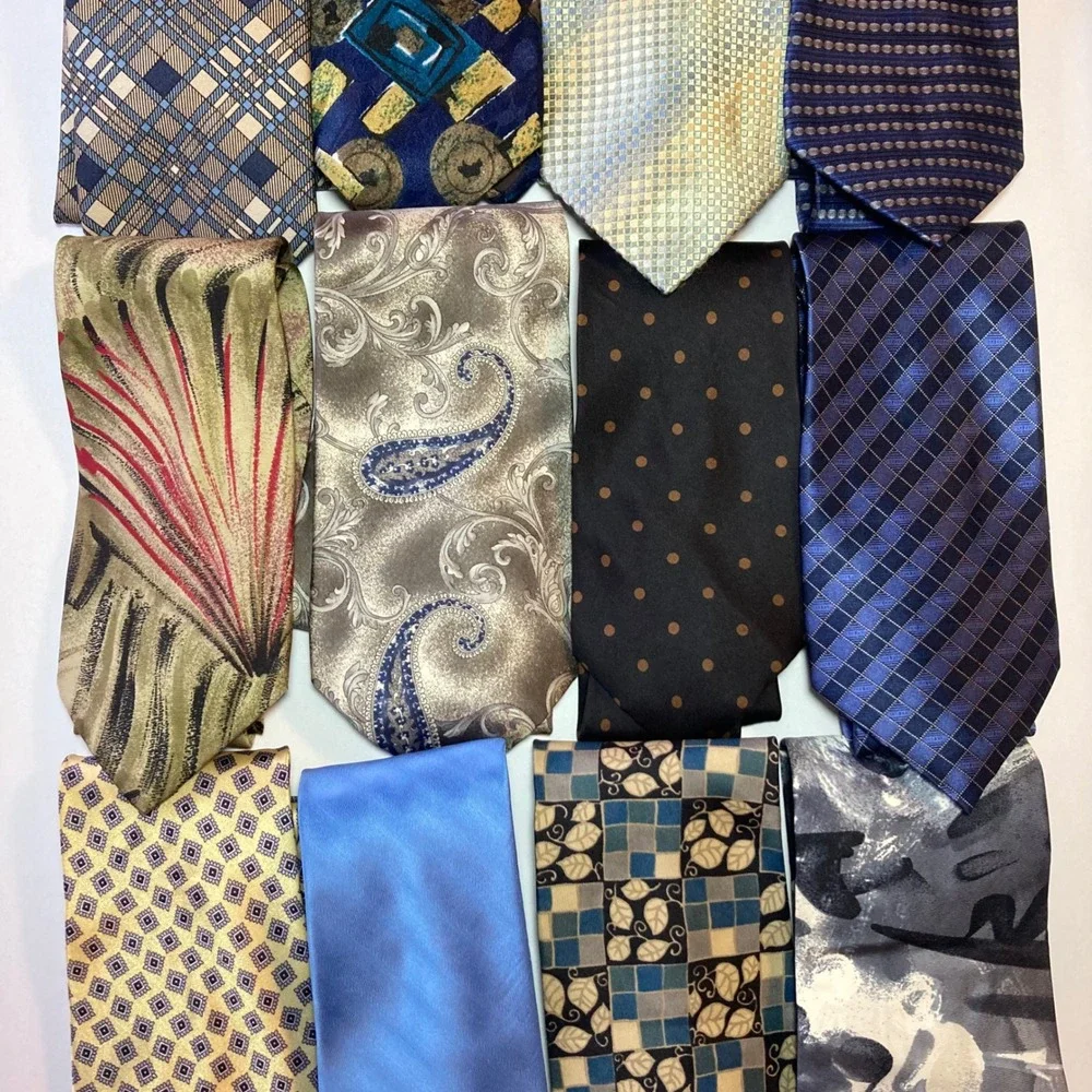 Vintage & Modern Men's Tie Lot (12) Mixed Brands‎ Patterns — Van Heusen and More